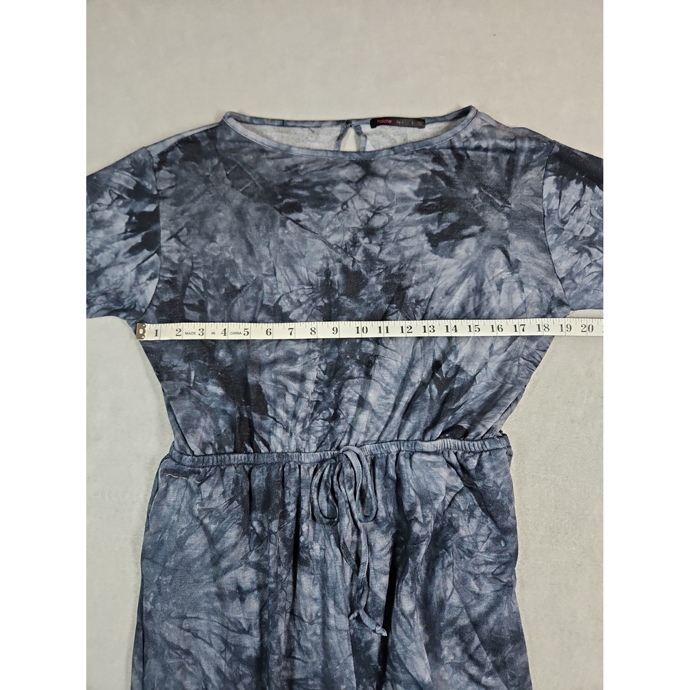 Fraiche By J Womens Dark Blue Tie Dye Long Sleeve Jumpsuit Size Large NWT - Picture 8 of 11